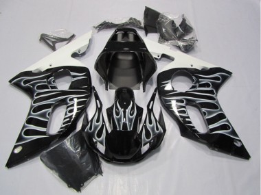 Cheapest 1998-2002 Black White Flame Yamaha YZF R6 Motorcycle Fairing UK