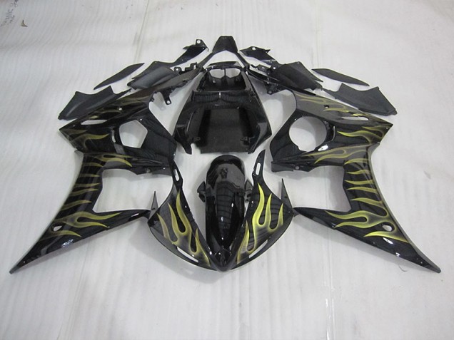 Cheapest 2003-2005 Black with Yellow Flame Yamaha YZF R6 Motorcycle Bodywork UK