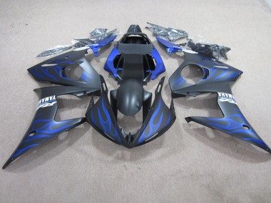 Cheapest 2003-2005 Black Blue Flame Yamaha YZF R6 Moto Fairings UK